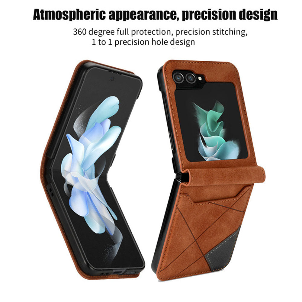 ZFlip5 Folding Phone Case Retro Pattern Card Leather Case