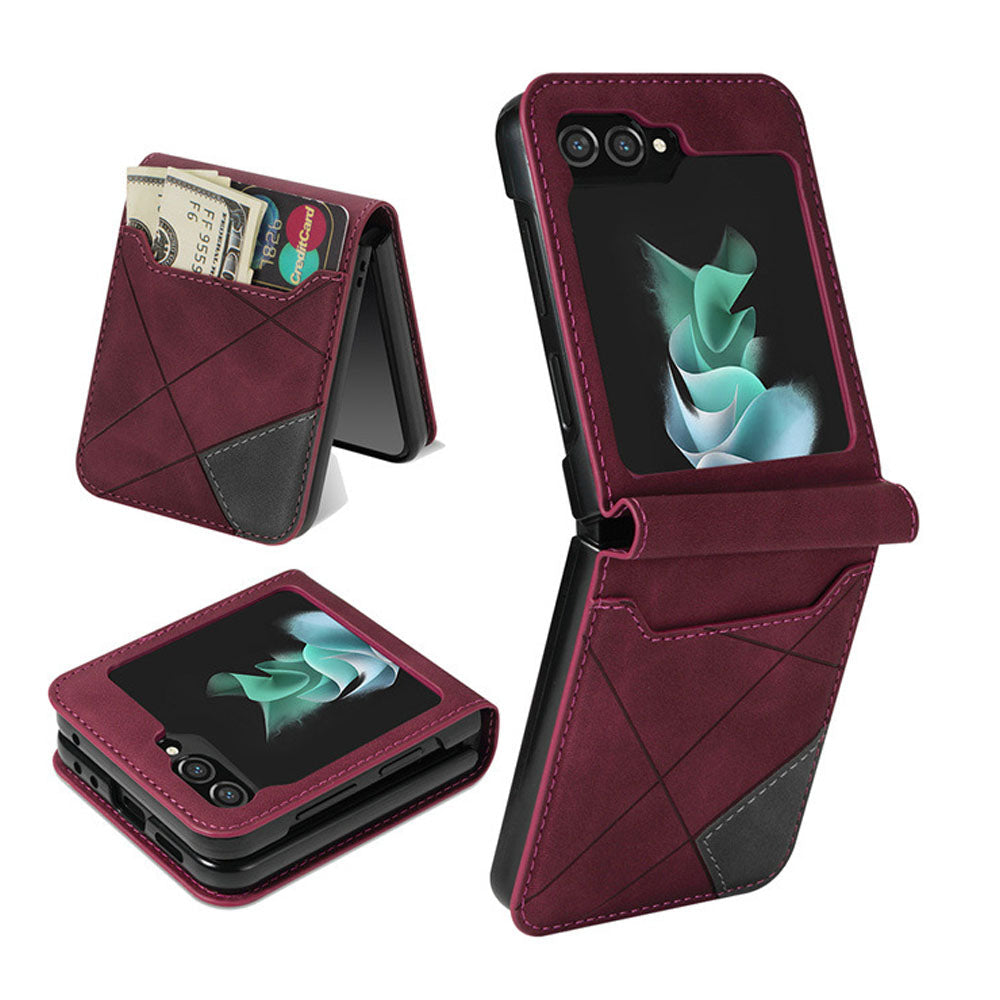 ZFlip5 Folding Phone Case Retro Pattern Card Leather Case