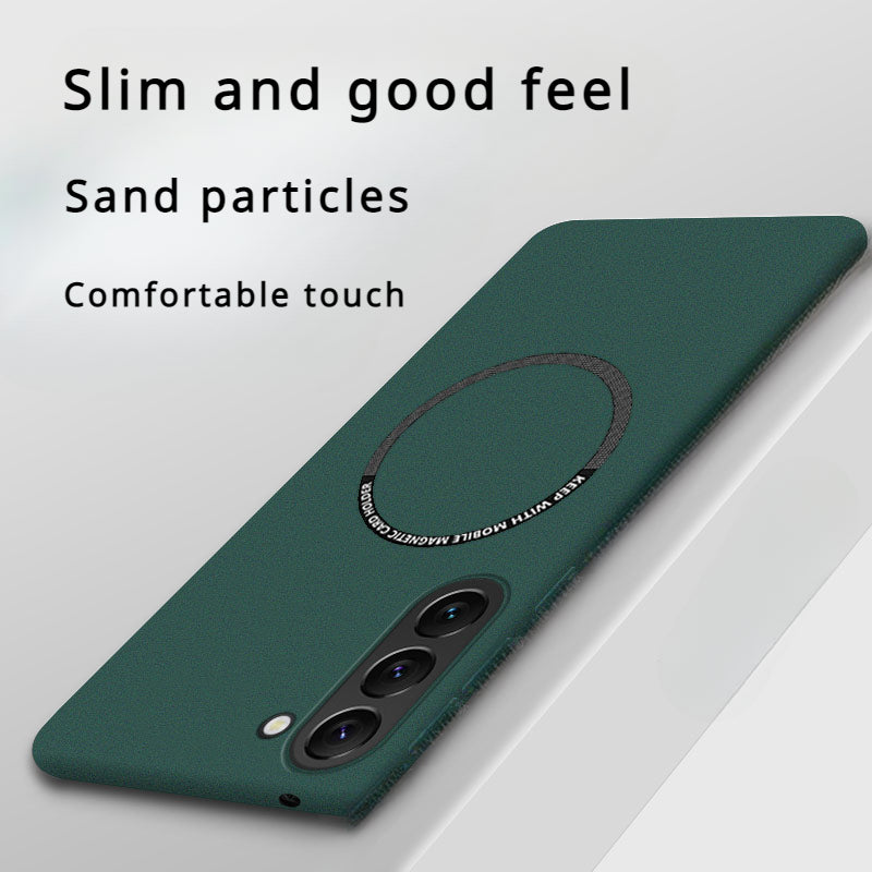 Casing Ponsel Keras Batu Pasir Magnetik Anti Jatuh Ultra Tipis para Samsung 