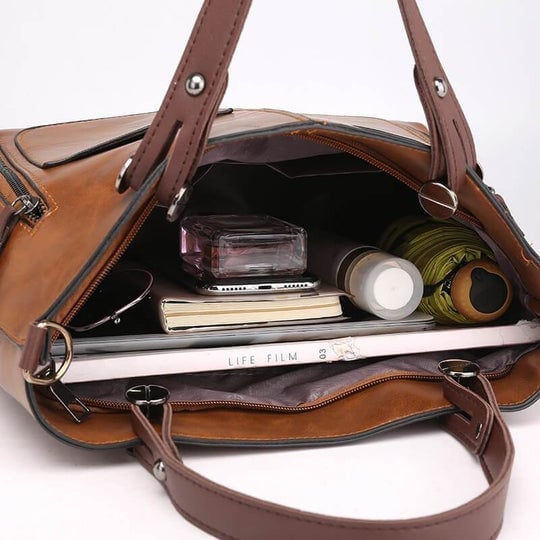 Bolsa de ombro de couro vintage feminina