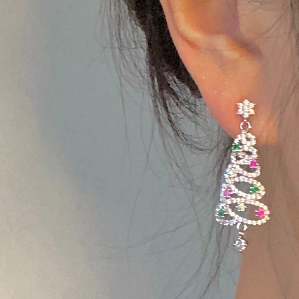 🔥Summer Hot Sale🌊	Shiny Christmas Tree Earrings