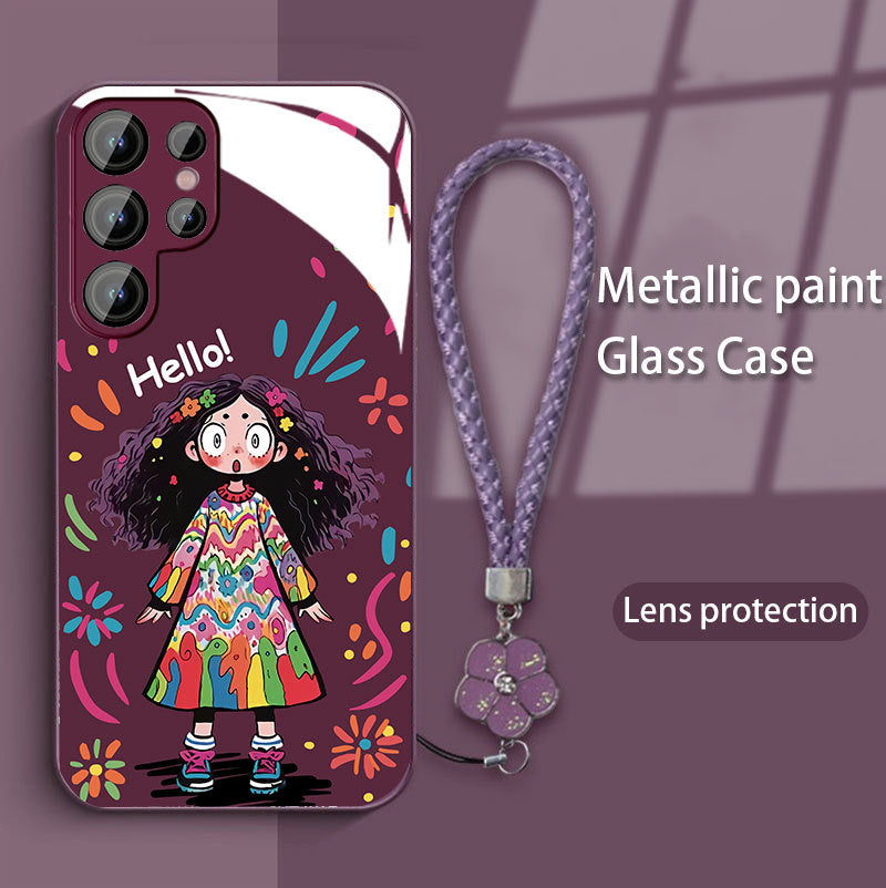 Casing Ponsel Kaca Samsung Graffiti Girl