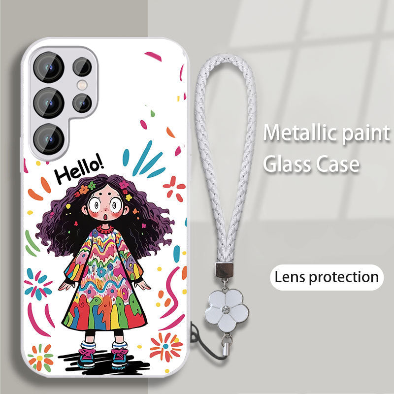 Casing Ponsel Kaca Samsung Graffiti Girl