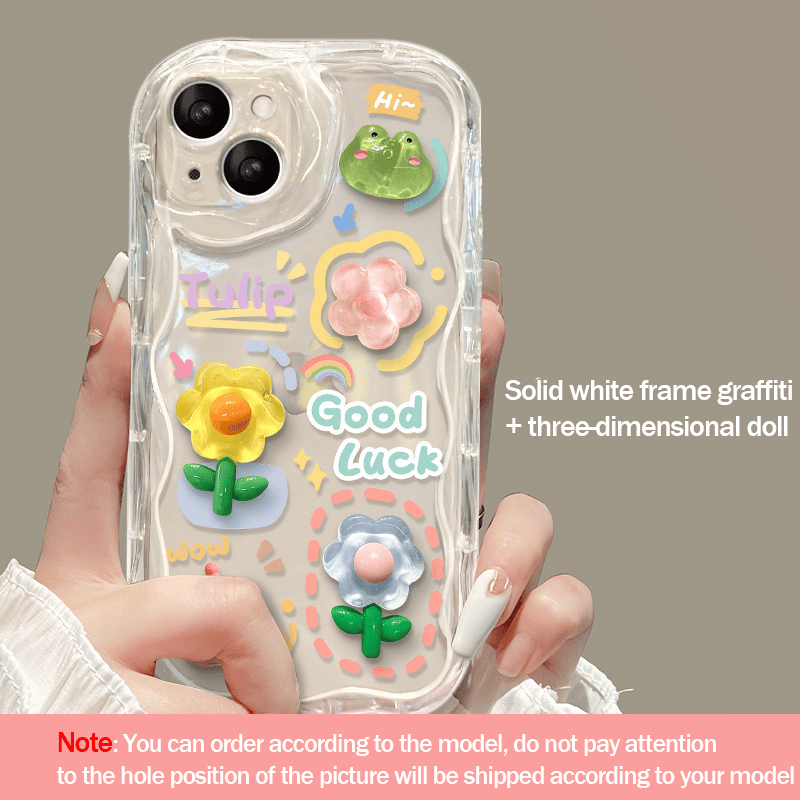 Capa de telefone fofa para iPhone Series Capa para adolescentes com linda flor 3D transparente e cordão de corrente de flores Alça de pulso Capa de telefone transparente para meninas e mulheres 