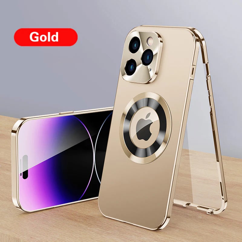 Metal Magnetic Attraction Double-Sided Protection Case Cover For iPhone