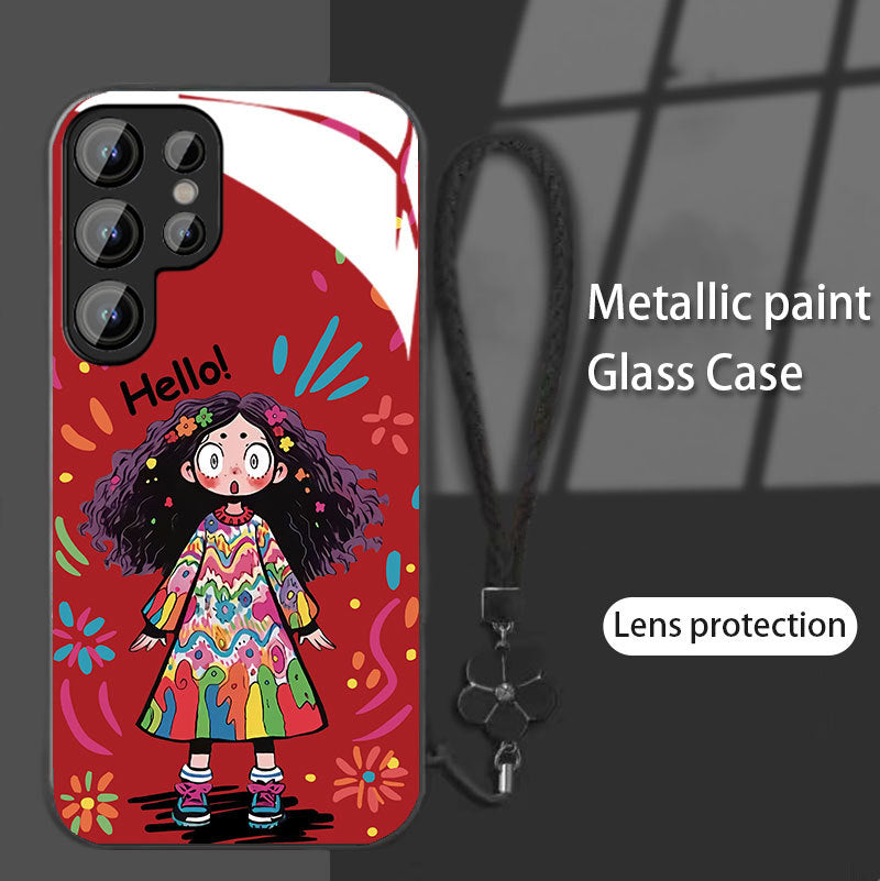 Casing Ponsel Kaca Samsung Graffiti Girl