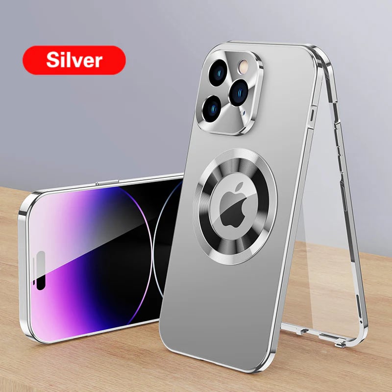 Metal Magnetic Attraction Double-Sided Protection Case Cover For iPhone