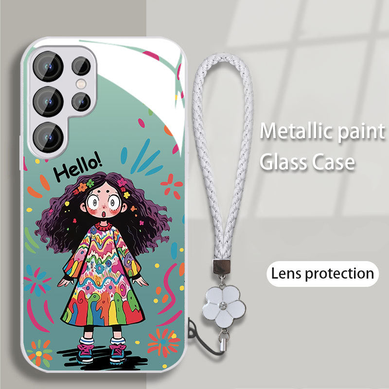 Casing Ponsel Kaca Samsung Graffiti Girl