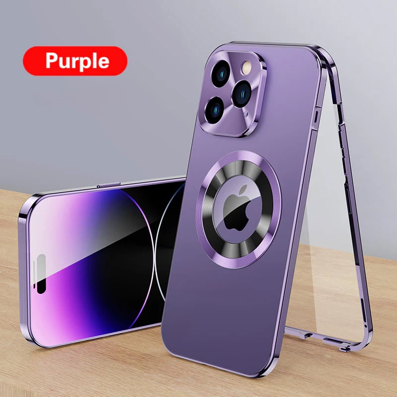 Metal Magnetic Attraction Double-Sided Protection Case Cover For iPhone