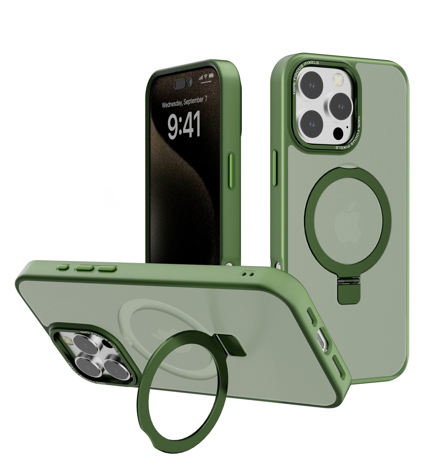 Designed for iPhone Case with 360° Rotatable & Magnetic Ring Stand [Compatible with Magsafe] Translucent Phone Case