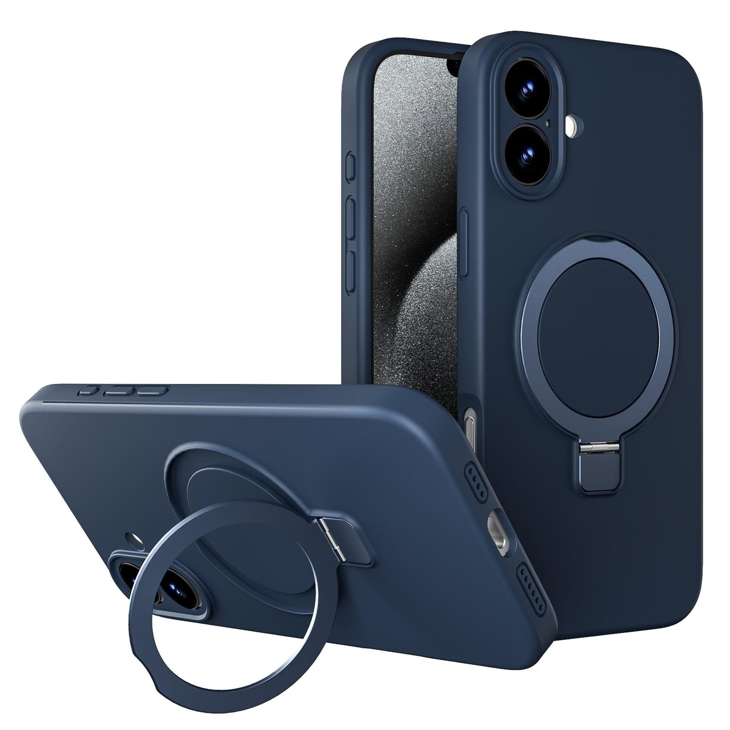 Capa de silicone líquido Apple Ring Phone com suporte magnético – Proteção incomparável e compatibilidade perfeita com MagSafe 