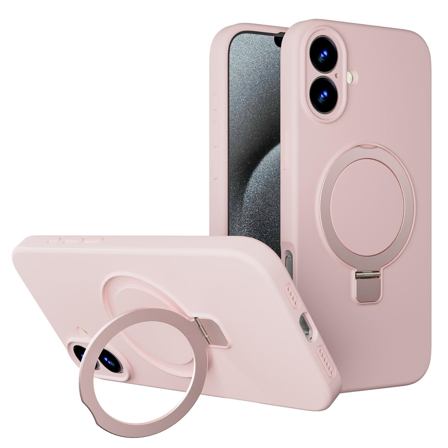 Capa de silicone líquido Apple Ring Phone com suporte magnético – Proteção incomparável e compatibilidade perfeita com MagSafe 