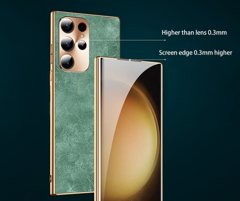 Série Samsung | Capa de telefone de couro com lente de metal de luxo de alta qualidade