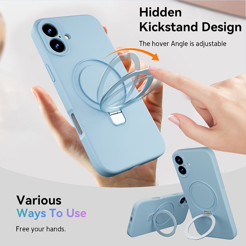 Capa de silicone líquido Apple Ring Phone com suporte magnético – Proteção incomparável e compatibilidade perfeita com MagSafe 