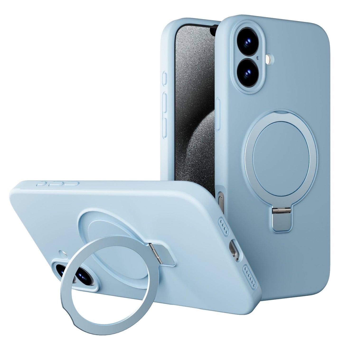 Capa de silicone líquido Apple Ring Phone com suporte magnético – Proteção incomparável e compatibilidade perfeita com MagSafe 