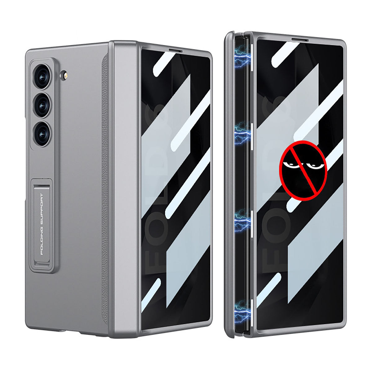 Suporte oculto com dobradiça magnética, capa com tudo incluído e protetor de tela traseira para Samsung Galaxy Z Fold 6/5/4/3