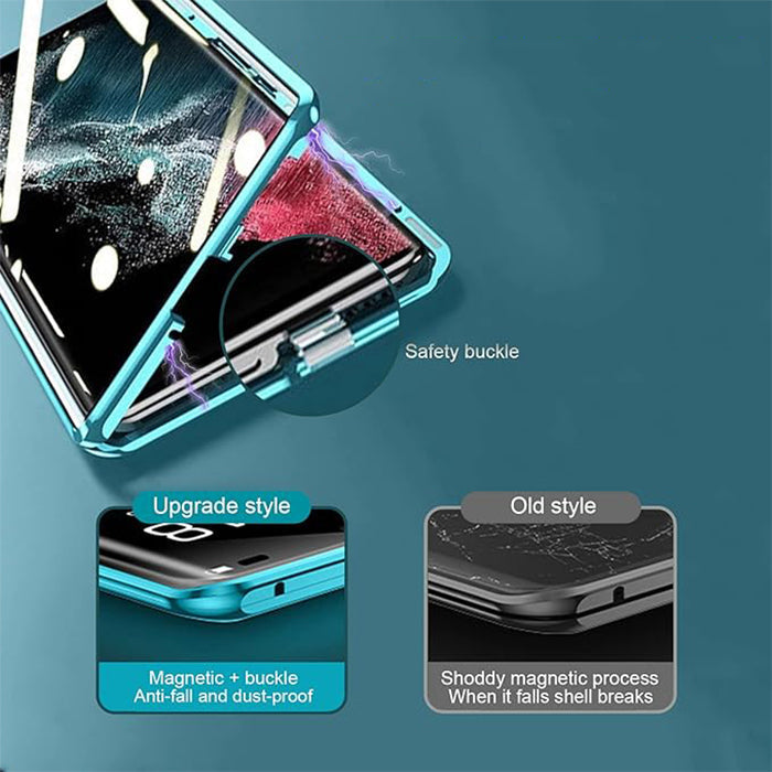 Seri Galaxy S - Casing Kaca Plexi Kulit Magnetik Dua Sisi