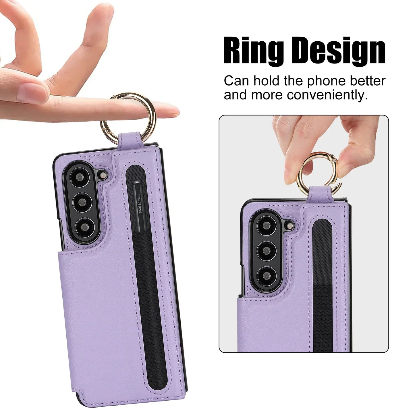 Casing ponsel Slot pena cincin dompet untuk Samsung ZFold3/4/5