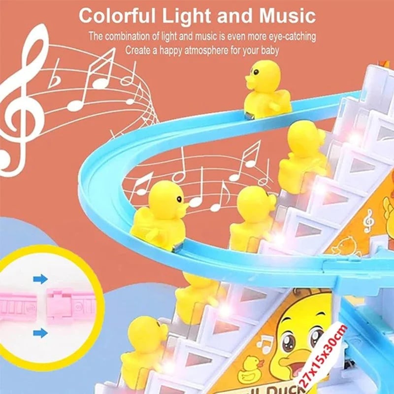 🦆Pista de escorregador elétrico para patos com luzes e música🦆