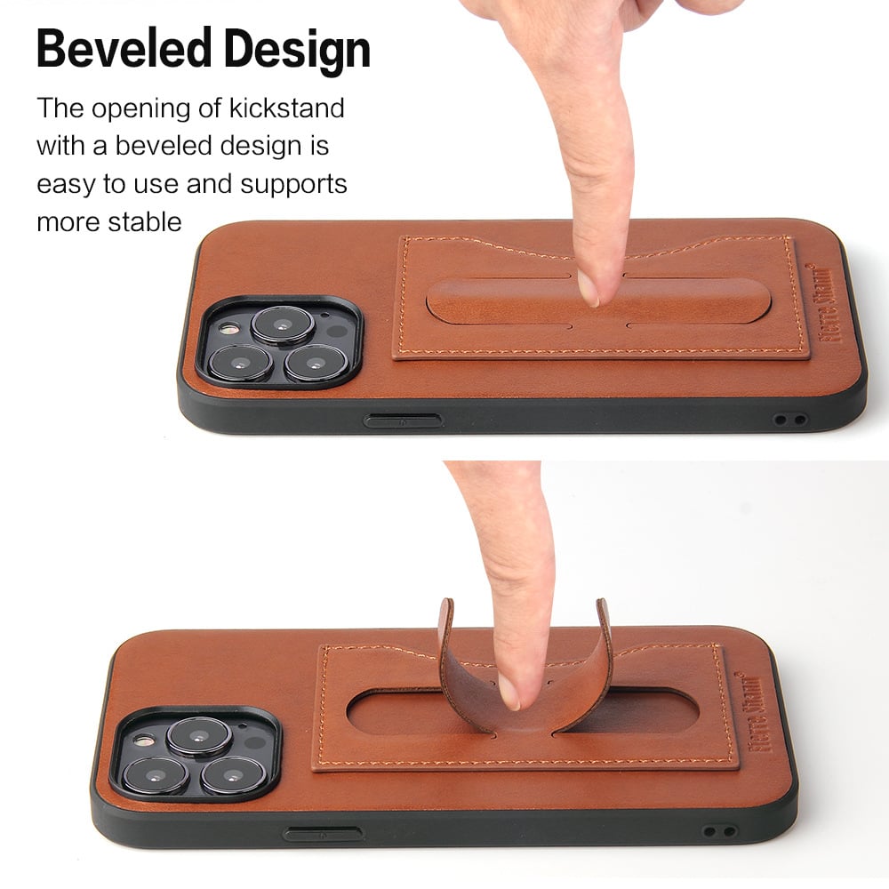 Leather Invisible Stand iPhone Case with Card Slots