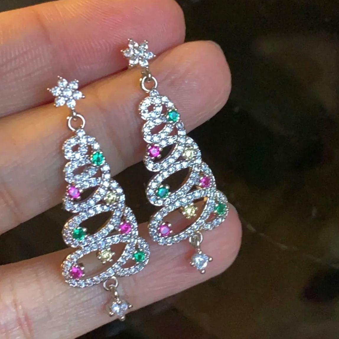 🔥Summer Hot Sale🌊	Shiny Christmas Tree Earrings