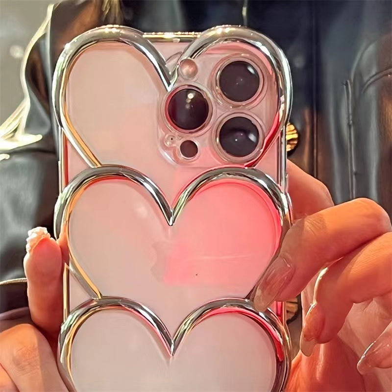 Silver-plated heart simple sweet and cool hot girl phone case