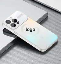 Cocok untuk iPhone Case Ponsel Magnetik Jendela Besar Matowa pełna obudowa PC 