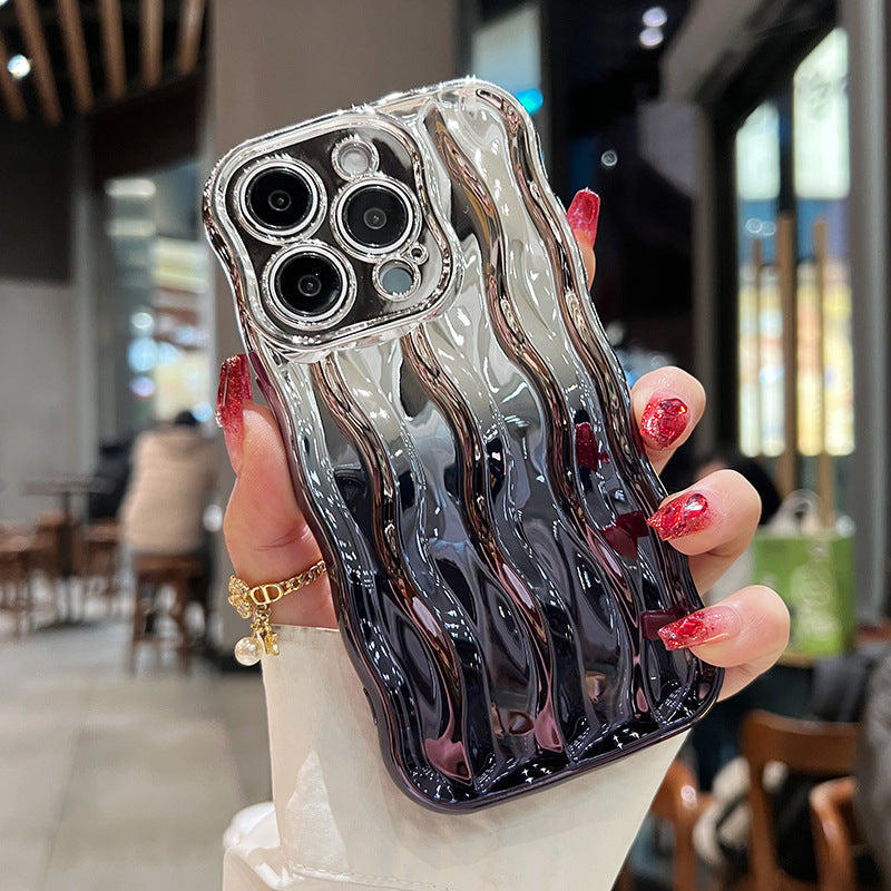 Casing iPhone Fashion Dilapisi Pola Gelombang Gradien