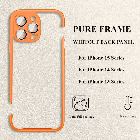 Spliced Frame with Lens Film Silicone Phone Case for iPhone