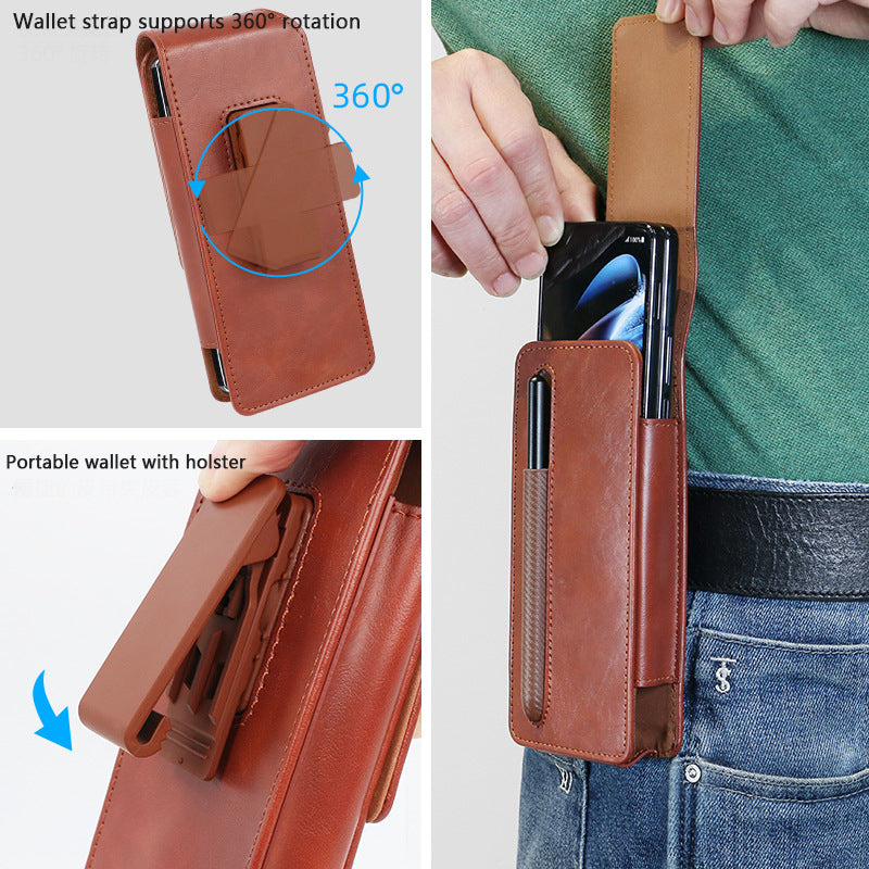 Adequado para Samsung Fold3/4/5 Business Folding Screen Universal Mobile Phone Bag com slot para caneta S-Pen 