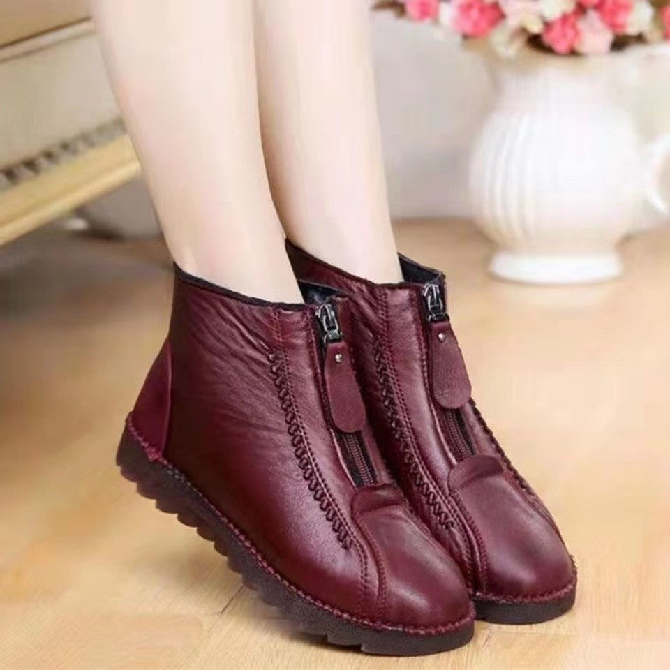 Botas femininas de couro legítimo antiderrapantes 