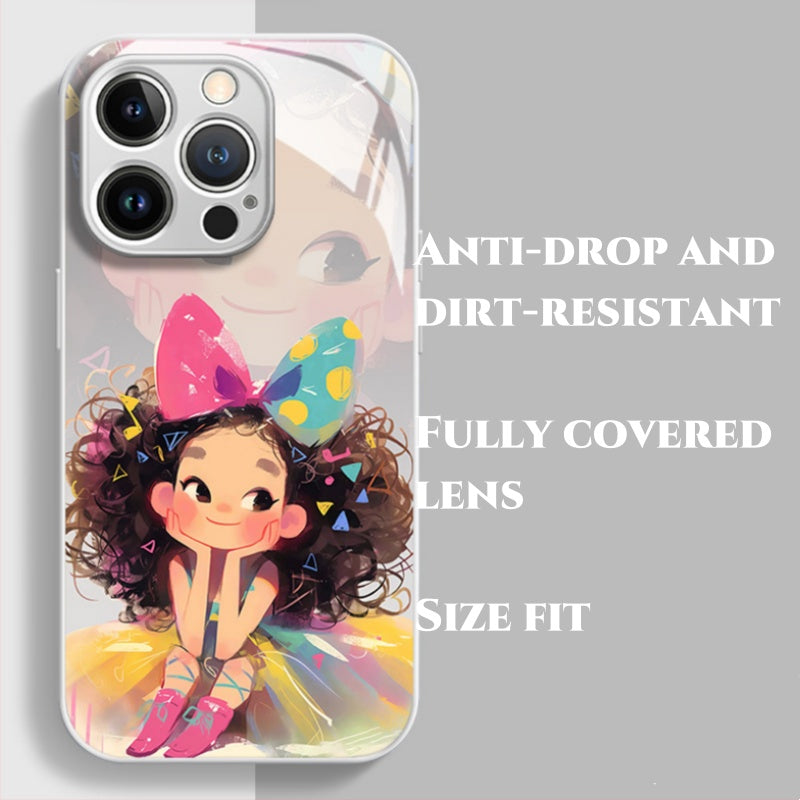 Casing Ponsel Kaca Grafiti Warna Gadis Penuh