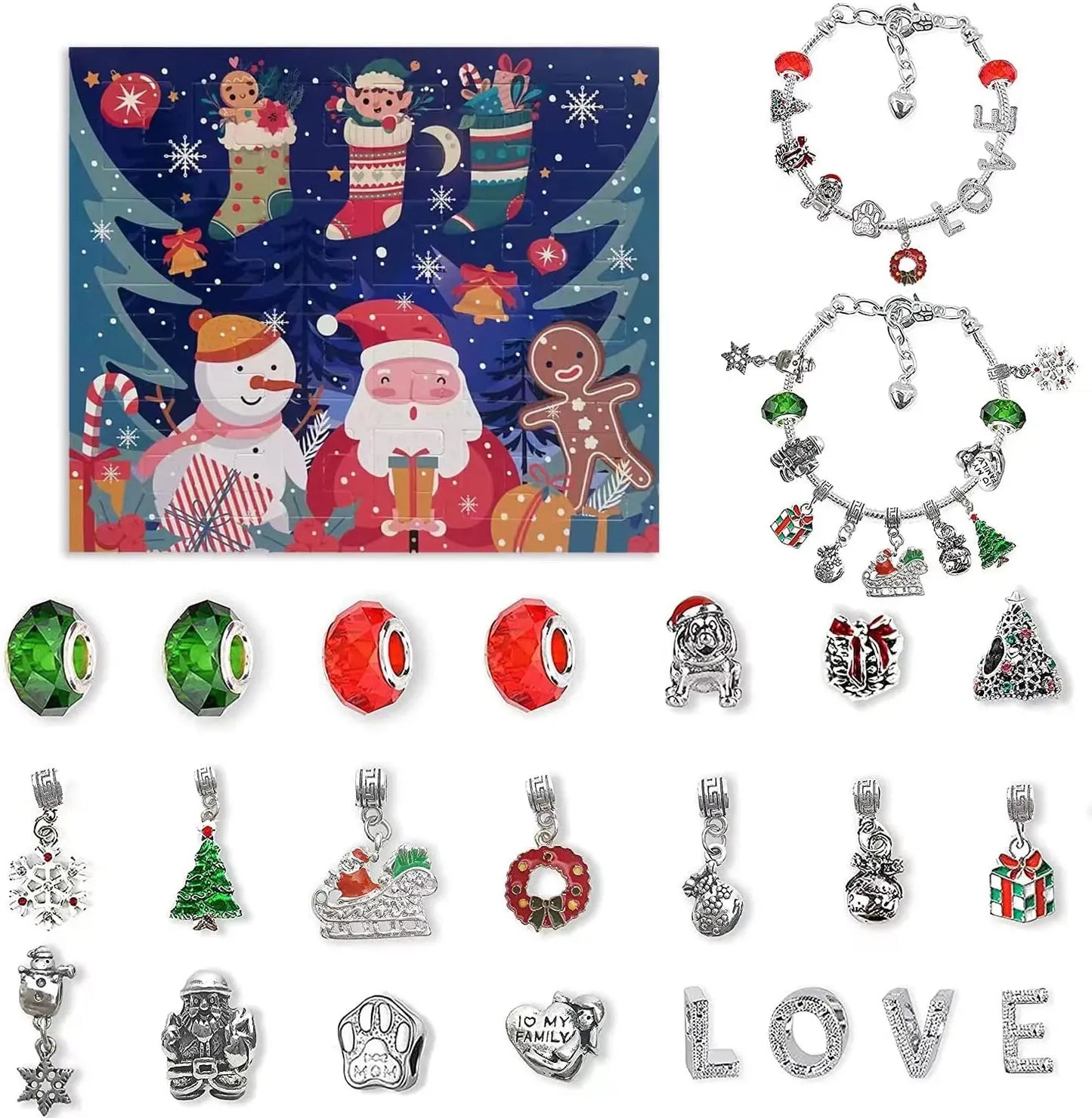 Conjunto de 24 peças Gelang Kalender Advent Natal DIY 