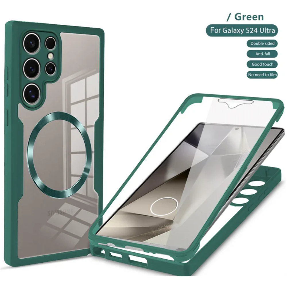 Casing Ponsel Magnet Bening Seluruh Bodi 360 untuk Samsung