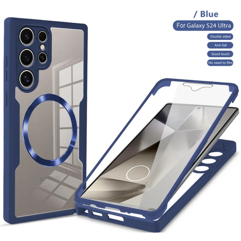 Casing Ponsel Magnet Bening Seluruh Bodi 360 untuk Samsung