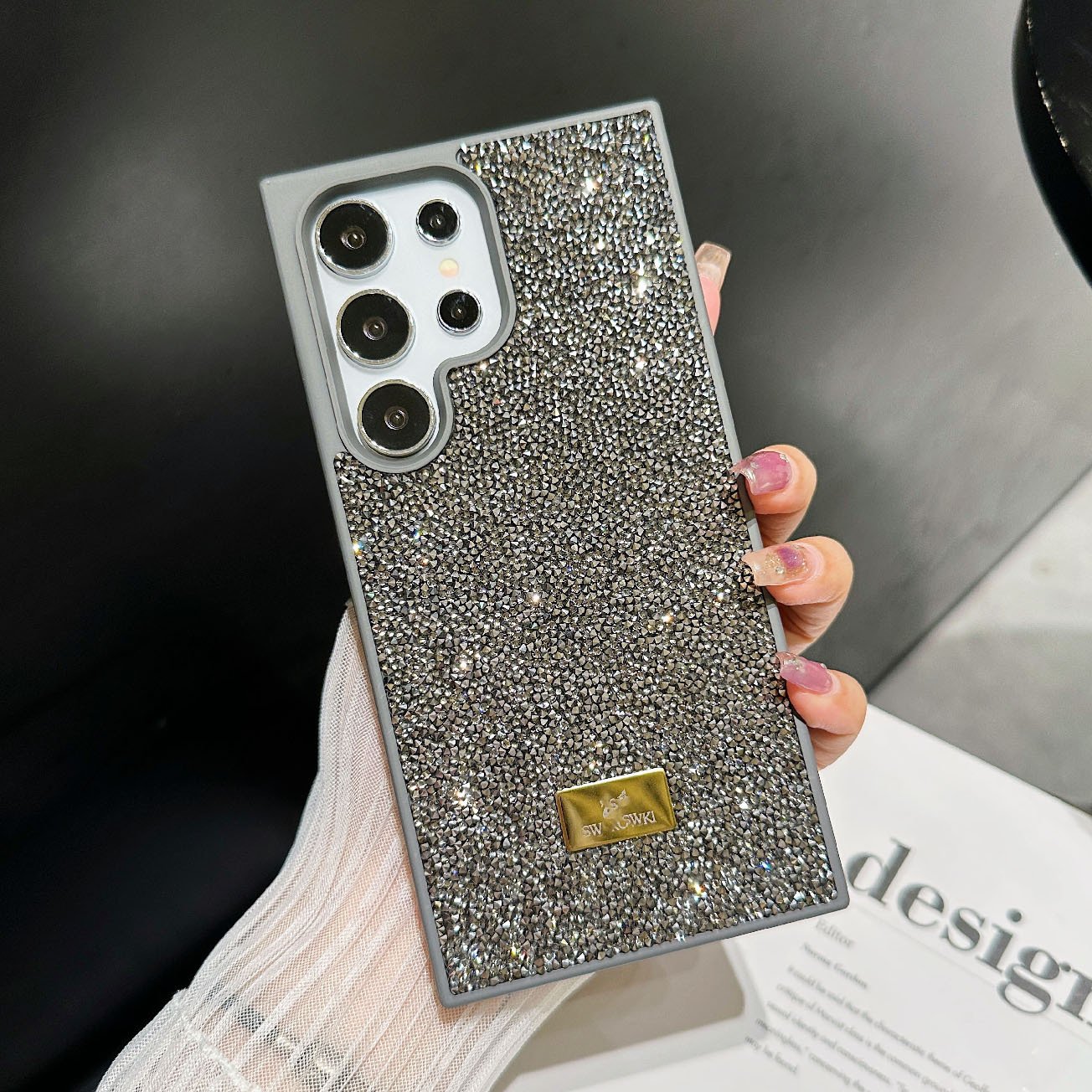 Lujosa funda para teléfono con diamantes de imitación 