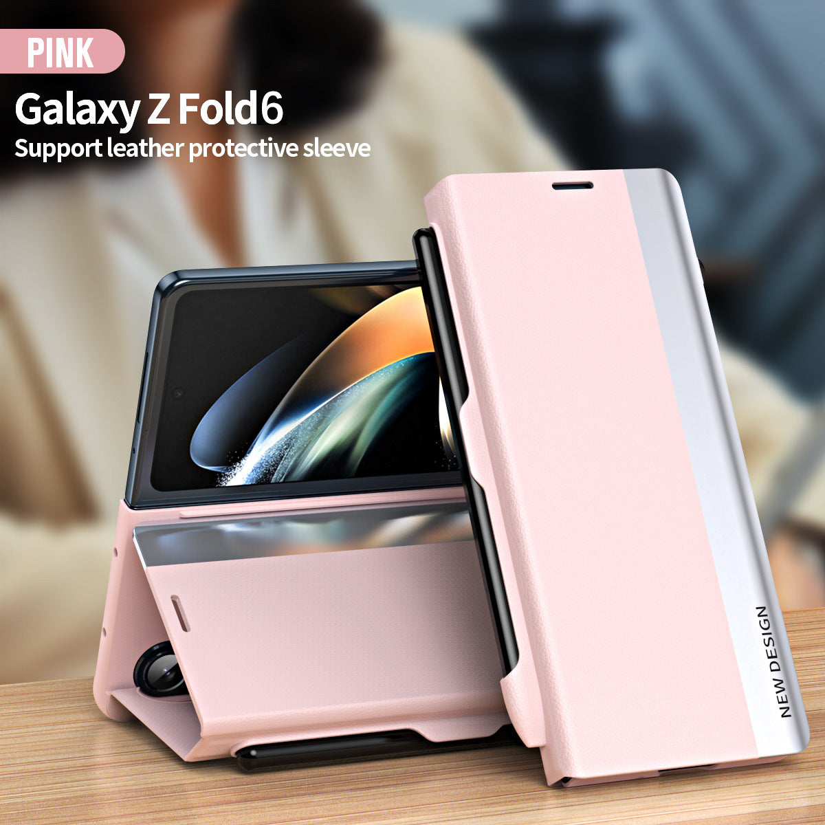 Projetada especificamente para o Samsung Galaxy Z Fold, a capa Flip Stand com compartimento para caneta faz com que cada dobra pareça elegante e especial. 