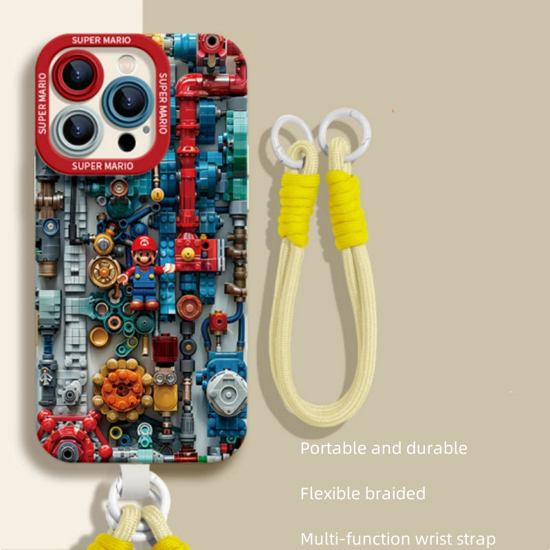 New cartoon Mario Lego lanyard for iPhone case