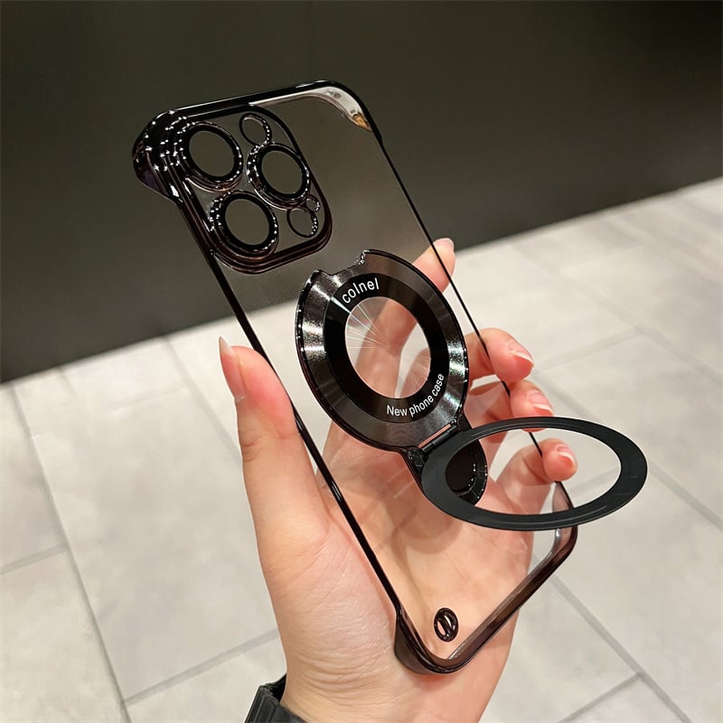 Casing iPhone Magnetik Tanpa Bingkai dengan Dudukan Cincin Tak Terlihat