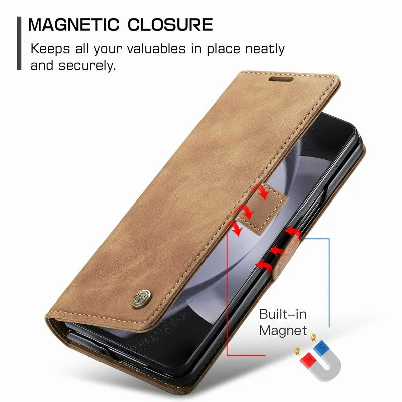 Obudowa Ponsel Dompet Kulit Gesper Magnetik Matte Mewah 