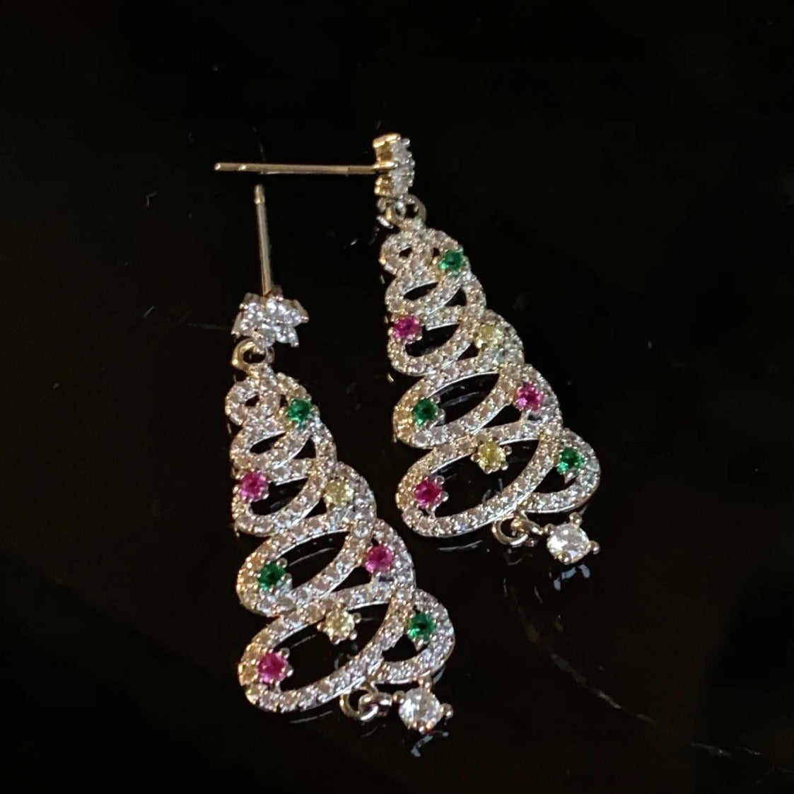 🔥Summer Hot Sale🌊	Shiny Christmas Tree Earrings