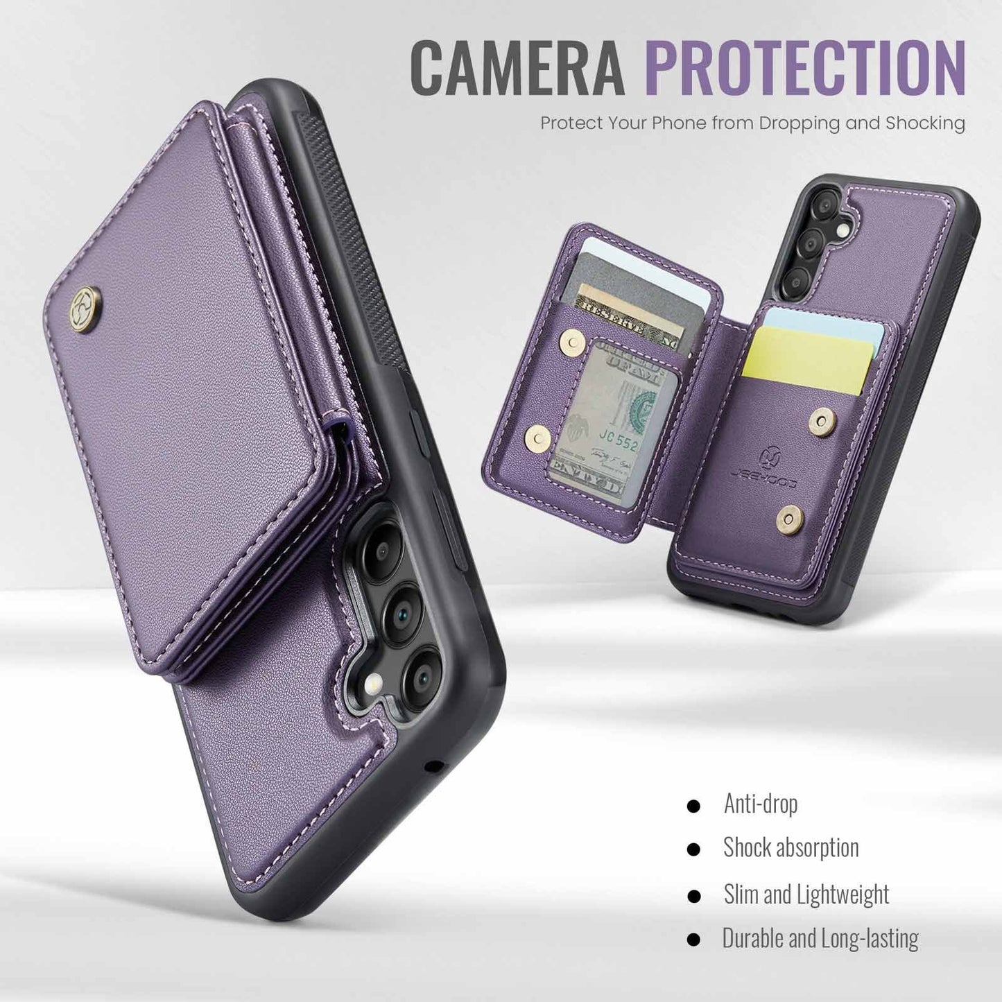 Capa de telefone com suporte magnético antirroubo para cartão Samsung A55 