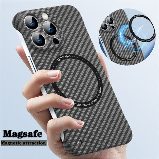 Casing Magnetik Serat Karbon Ultra Tipis Untuk iPhone