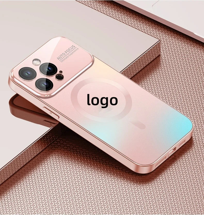 Cocok untuk iPhone Case Ponsel Magnetik Jendela Besar Matowa pełna obudowa PC 