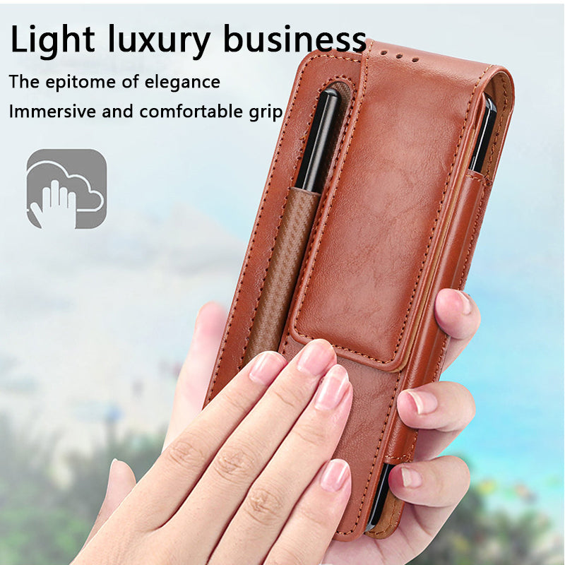 Adequado para Samsung Fold3/4/5 Business Folding Screen Universal Mobile Phone Bag com slot para caneta S-Pen 