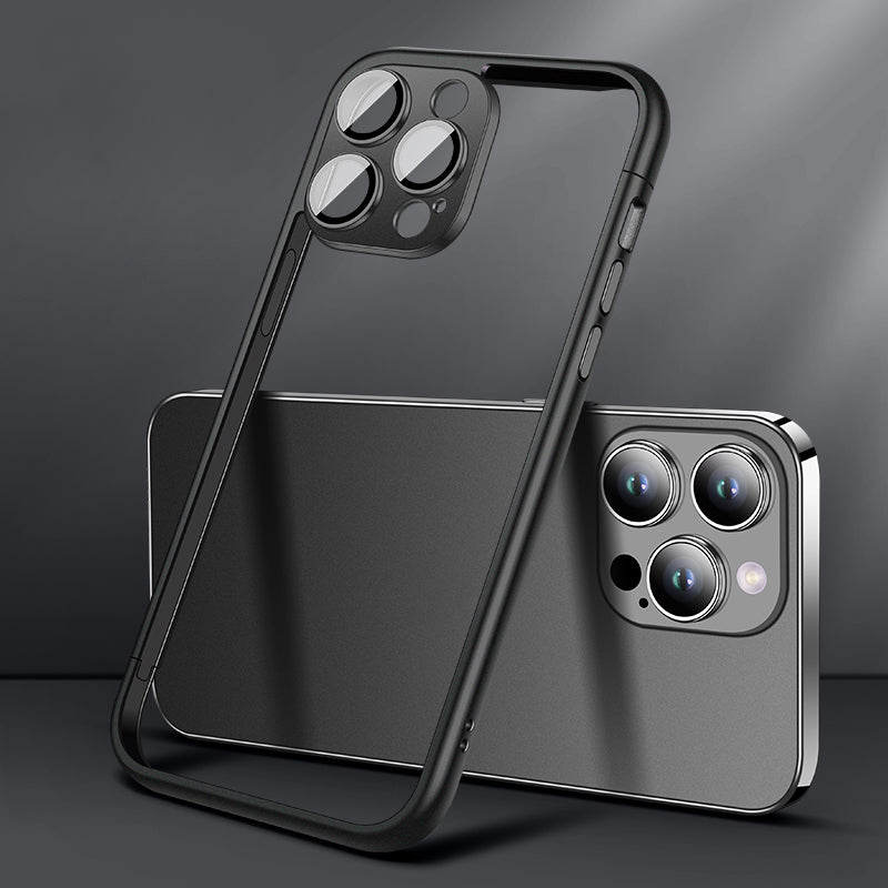 Spliced Frame with Lens Film Silicone Phone Case for iPhone