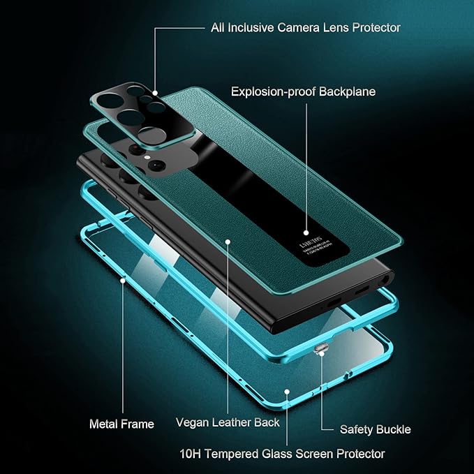 Seri Galaxy S - Obudowa Kaca Plexi Kulit Magnetik Dua Sisi