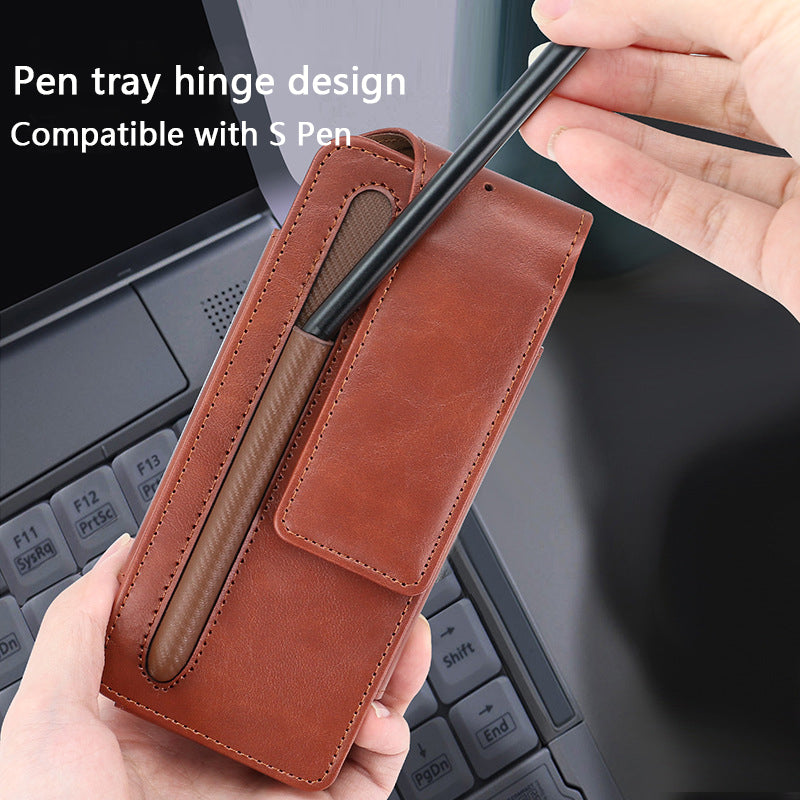 Adequado para Samsung Fold3/4/5 Business Folding Screen Universal Mobile Phone Bag com slot para caneta S-Pen 