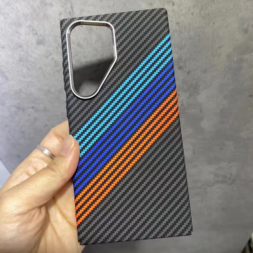 Casing Nirkabel Serat Karbon Trendi untuk Samsung