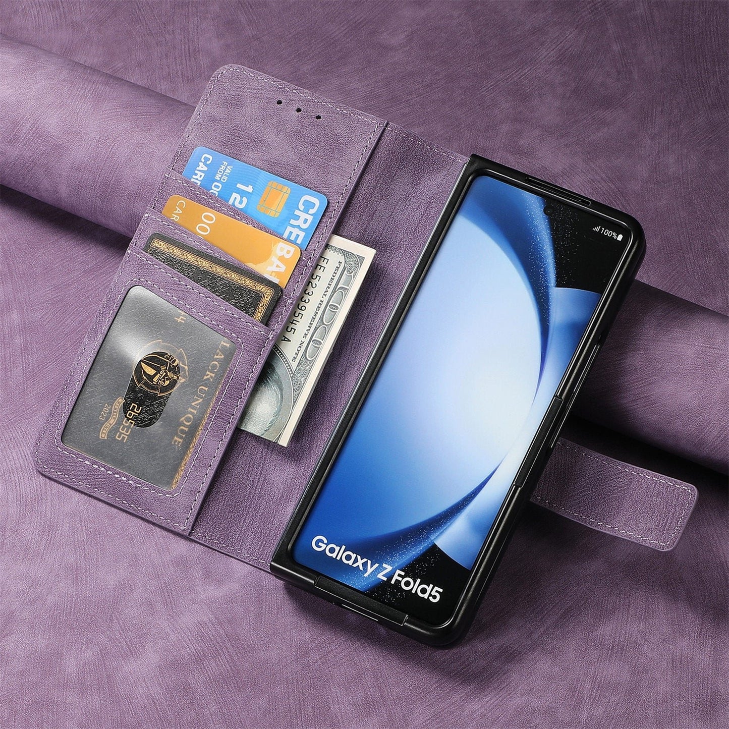 Cocok untuk casing ponsel Samsung Z Fold5/4/3 casing kulit magnetik yang dapat dilepas